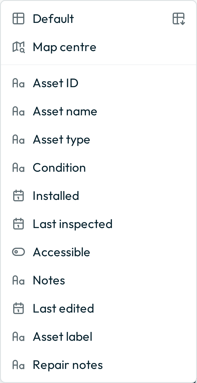 The Sort menu open above the feature list, listing the orders features can be listed in.